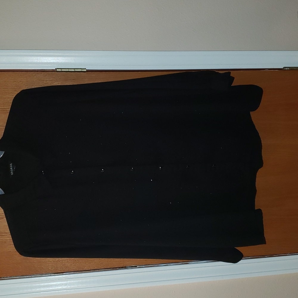 George Button Down Top/Tunic, Black, Size 3X (22/24) (B2)